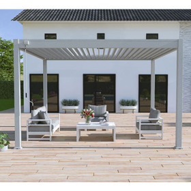 Pergola bioclimatique autoportante en alu Gris perle – 3 x 4 m – 12 m² - Ombréa