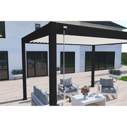 Pergola bioclimatique autoportante en aluminium Noir Charbon/Blanc – 3 x 4 m – 12 m² - Ombréa