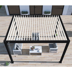 Pergola bioclimatique autoportante en aluminium Noir Charbon/Blanc – 3 x 4 m – 12 m² - Ombréa