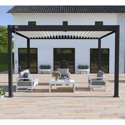 Pergola bioclimatique autoportante en aluminium Noir Charbon/Blanc – 3 x 4 m – 12 m² - Ombréa