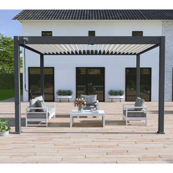 Pergola bioclimatique autoportante en aluminium Anthracite/Blanc – 3 x 4 m – 12 m² - Ombréa