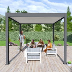 Pergola bioclimatique autoportante en aluminium Anthracite/Blanc – 3 x 4 m – 12 m² - Ombréa