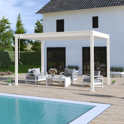 Pergola bioclimatique autoportée en aluminium avec lames orientables manuellement - 300 x 400 x 250 cm - 12 m² - Blanc