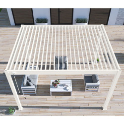 Pergola bioclimatique autoportée en aluminium avec lames orientables manuellement - 300 x 400 x 250 cm - 12 m² - Blanc