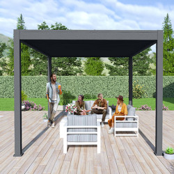 Pergola bioclimatique autoportée en aluminium avec lames orientables manuellement - 300 x 400 x 250 cm - 12 m² - Gris Anthracite