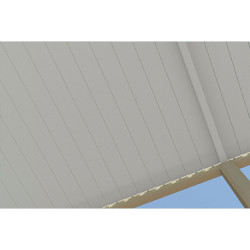 Pergola bioclimatique autoportée en alu Woodlook bois naturel/Blanc – 3 x 6 m – 18 m² - Ombréa