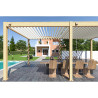 Pergola bioclimatique autoportée en alu Woodlook bois naturel/Blanc – 3 x 6 m – 18 m² - Ombréa