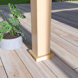 Pergola bioclimatique autoportée en alu Woodlook bois naturel/Blanc – 3 x 6 m – 18 m² - Ombréa