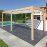 Pergola bioclimatique autoportée en alu Woodlook bois naturel/Blanc – 3 x 6 m – 18 m² - Ombréa