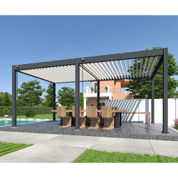 Pergola bioclimatique autoportée en alu Anthracite/Blanc – 3 x 6 m – 18 m² - Ombréa