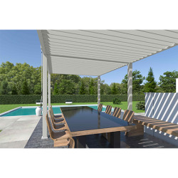 Pergola bioclimatique autoportée Alu - Lames orientables manuellement – 300 x 591 x 251 cm - 18 m² - Blanc - Ombréa