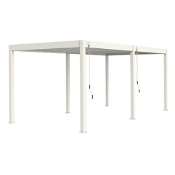 Pergola bioclimatique autoportée Alu - Lames orientables manuellement – 300 x 591 x 251 cm - 18 m² - Blanc - Ombréa