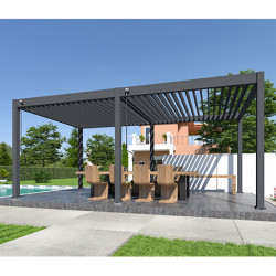 Pergola bioclimatique autoportée Alu - Lames orientables manuellement – 300 x 591 x 250 cm - 18 m² - Anthracite - Ombréa