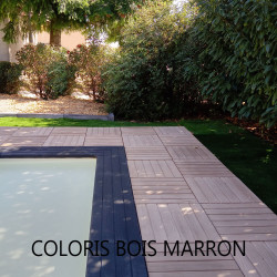 Dalle de terrasse en pierre reconstituée aspect bois 45 x 45 x 3,5 cm bois blanchi