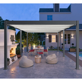 Pergola bioclimatique autoportante en aluminium Anthracite/Blanc – 4 x 6 m – 24 m² - Ombréa