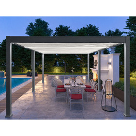 Pergola bioclimatique autoportante en aluminium Anthracite/Blanc – 4 x 6 m – 24 m² - Ombréa