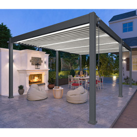 Pergola bioclimatique autoportante en aluminium Anthracite/Blanc – 4 x 6 m – 24 m² - Ombréa