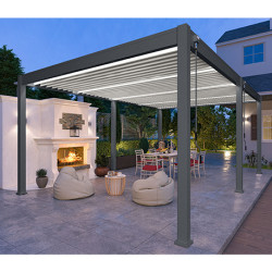 Pergola bioclimatique autoportante en aluminium Anthracite/Blanc – 4 x 6 m – 24 m² - Ombréa