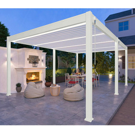 Pergola bioclimatique autoportante en aluminium Blanc – 4 x 6 m – 24 m² - Ombréa