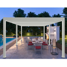 Pergola bioclimatique autoportante en aluminium Blanc – 4 x 6 m – 24 m² - Ombréa