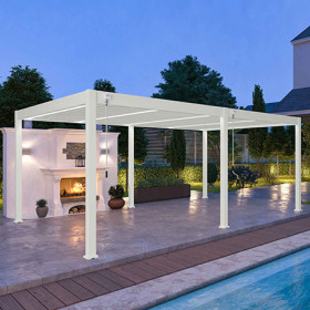 Pergola bioclimatique autoportante en aluminium Blanc – 4 x 6 m – 24 m² - Ombréa