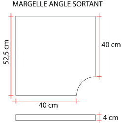 Margelle en pierre reconstituée angle rentrant 40 x 40 x 4 cm schiste
