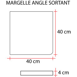 Margelle en pierre reconstituée angle sortant 40 x 40 x 4 cm schiste
