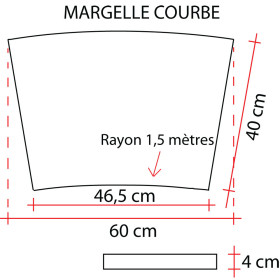 Margelle en pierre reconstituée courbe 46,5 x 40 x 4 cm schiste
