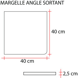 Margelle en pierre reconstituée angle sortant 40 x 40 x 2,5 cm schiste