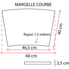Margelle en pierre reconstituée courbe 46,5 x 40 x 2,5 cm schiste