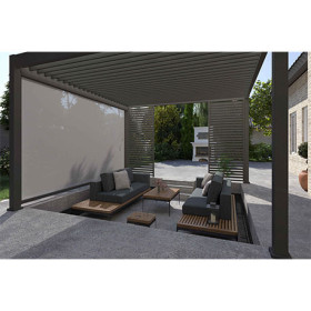 Pergola bioclimatique autoportante en alu Anthracite – 4 x 4 m - 16 m² - avec store 4 m - Ombréa