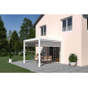 Pergola bioclimatique adossée en alu Blanc – 3 x 4 m – 12m² - avec store 3 m - Ombréa