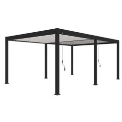 Pergola bioclimatique autoportante en alu Bicolore – 4 x 6 m – 24 m² - avec 2 stores 3 m Blanc - Ombréa