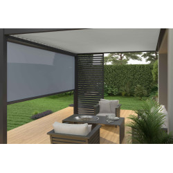 Pergola bioclimatique autoportante en alu Anthracite – 4 x 6 m - 24 m² - avec 2 stores 3 m – Ombréa