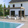 Pergola bioclimatique autoportante en alu Woodlook bois naturel – 3 x 4 m – 12m² - avec store 4 m Blanc - Ombréa