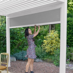 Pergola bioclimatique autoportante en alu Gris Clair – 3 x 4 m – 12m² - store 4 m Blanc - Ombréa