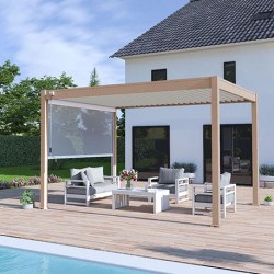 Pergola bioclimatique autoportante en alu Beige Foncé – 3 x 4 m – 12m² - store 4 m Blanc - Ombréa