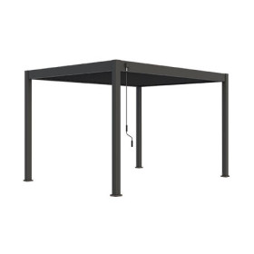 Pergola bioclimatique autoportante en alu Anthracite – 3 x 4 m - 12m² - avec store 4 m - Ombréa
