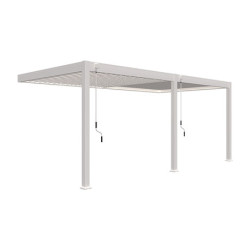 Pergola bioclimatique adossée en alu Blanc – 3 x 6 m – 18 m² - Lame orientables manuellement - Ombréa