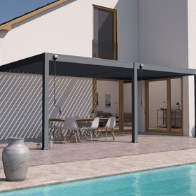 Pergola bioclimatique Ombréa adossée 3x6M - Anthracite