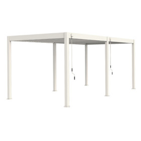 Pergola bioclimatique autoportante en alu Blanc – 3 x 6 m – 18 m² - avec 2 stores 3 m - Ombréa