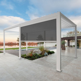 Pergola bioclimatique autoportante en alu Bicolore – 3 x 6 m – 18 m² - avec 2 stores 3 m Blanc - Ombréa