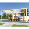 Pergola bioclimatique autoportante en alu Woodlook bois naturel – 3 x 6 m – 18 m² - avec 2 stores 3 m Blanc - Ombréa