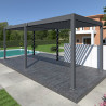 Pergola bioclimatique autoportante en alu Anthracite – 3 x 6 m – 18m² - avec 2 stores 3 m - Ombréa