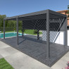 Pergola bioclimatique autoportante en alu Anthracite – 3 x 6 m – 18m² - avec 2 stores 3 m - Ombréa