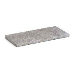 Margelle de piscine en pierre naturelle travertin gris 61 x 33 x 3 cm bord arrondi 180°