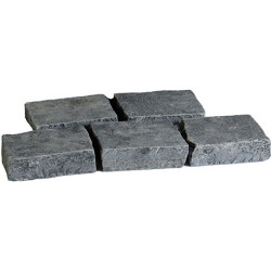 Pavé en pierre naturelle noir d’orient vieillie tambouriné – 14 x 14 x 3/5 cm