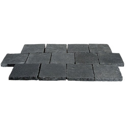 Pavé en pierre naturelle vieillie noire 20 x 20 x 2 cm