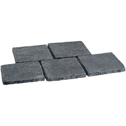 Pavé en pierre naturelle vieillie noire 20 x 20 x 2 cm