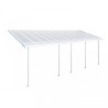 Pergola à adosser en aluminium blanc – 3 x 7 m – 21,2 m² - Toit en polycarbonate